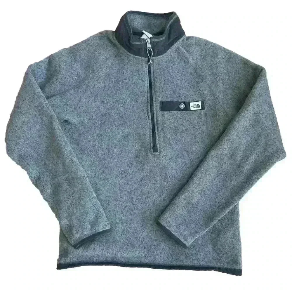 The North Face Gordon Lyons Men’s 1/4 Quarter Zip Knit Woven Sweater Gray S